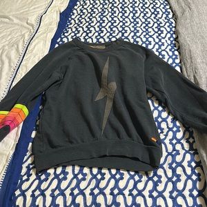 Charcoal aviator nation chevron sleeve crewneck
